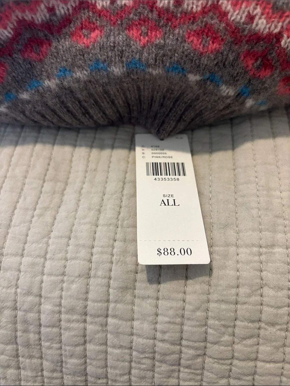 Anthropologie Multicolor Knit Beret with Pom in Pink, Blue, Mustard, Gray, Cream